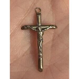 Vintage Sterling Silver Crucifix Pendant Catholic Cross Charm Or Pendant